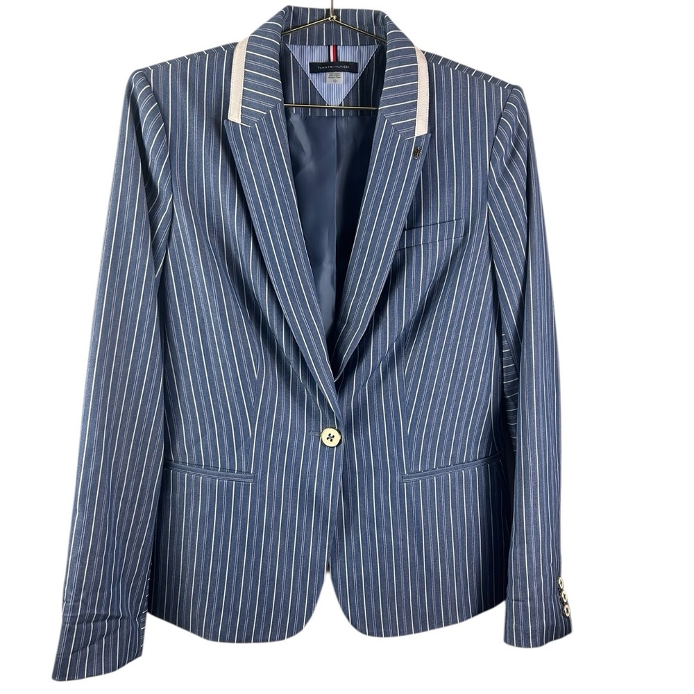Tommy Hilfiger NEW white & Blue Pinstripe Blazer